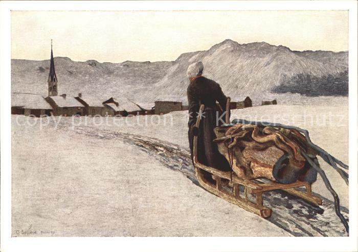 Segantini Giovanni Rueckkehr vom Wald Schlitten