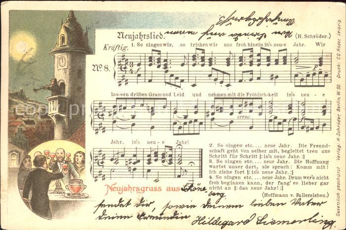 Liederkarte Neujahrsgruss Litho