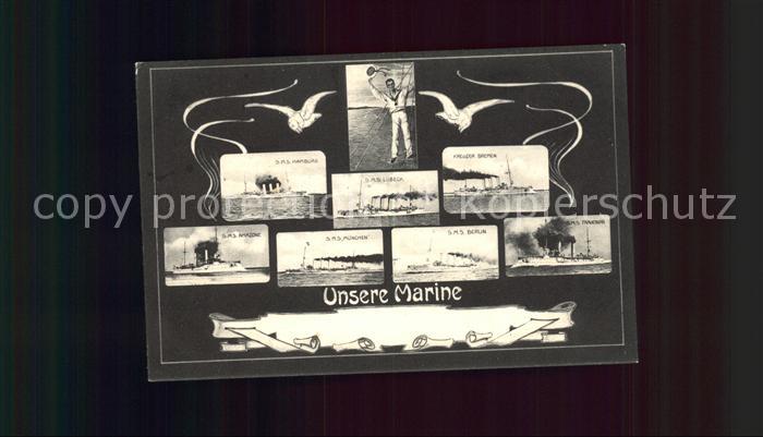 Marine S.M.S. Hamburg Luebeck Amazone Kreuzer Bremen