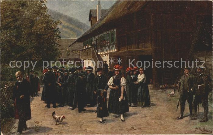 Hoffmann Heinrich Nach der Kirche Nr. 194 Trachten Schwarzwald Jaeger