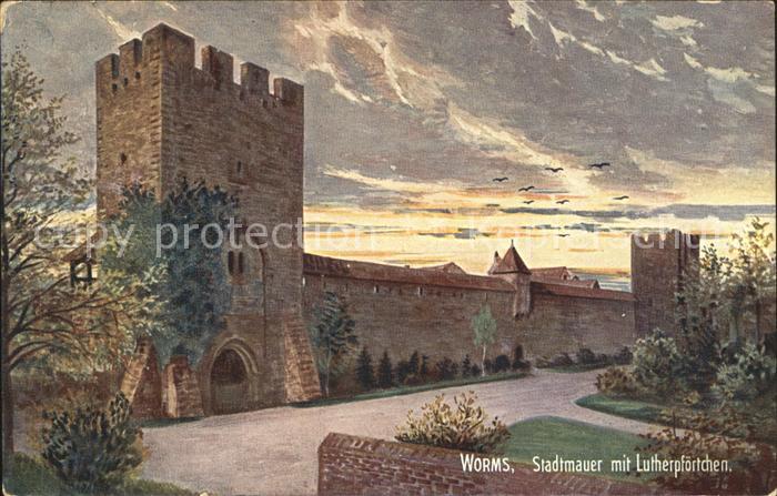 Verlag Wiedemann WIRO Nr. 1948 B Worms Stadtmauer mit Lutherpfoertchen