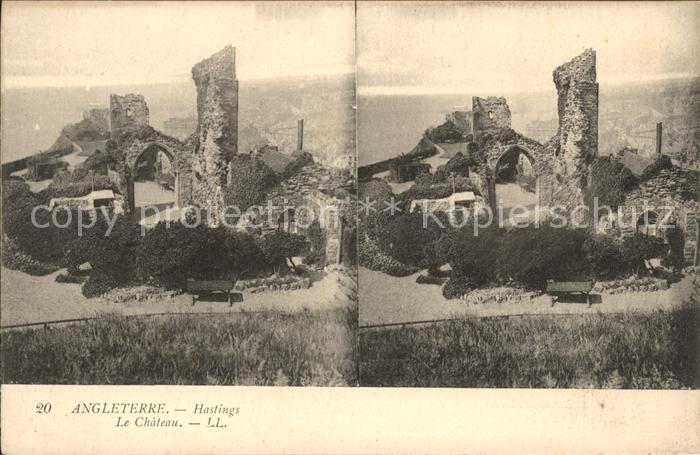 Stereoscopkarte Angleterre Hastings Chateau
