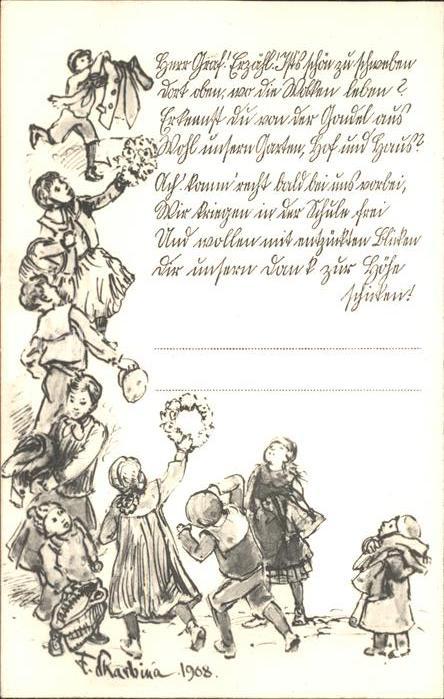 Zeppelin Graf Kuenstlerkarte Franz Skarbina Kinder Gedicht