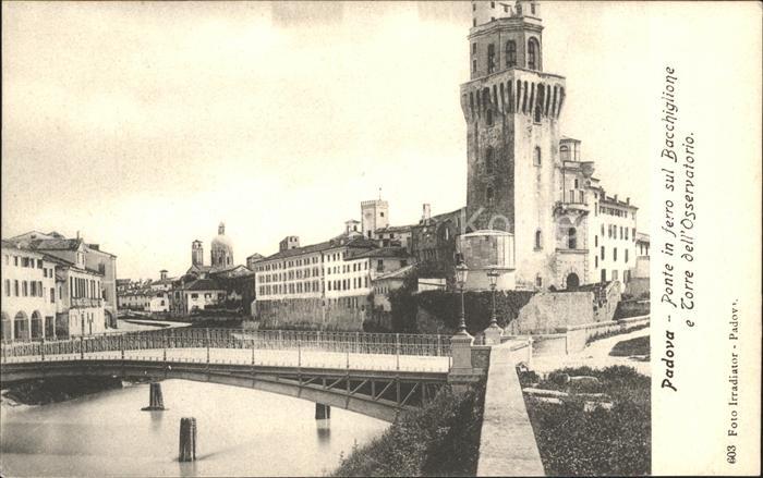 Padova Ponte in ferro sul Bacchiglione Torre dell Osservatorio