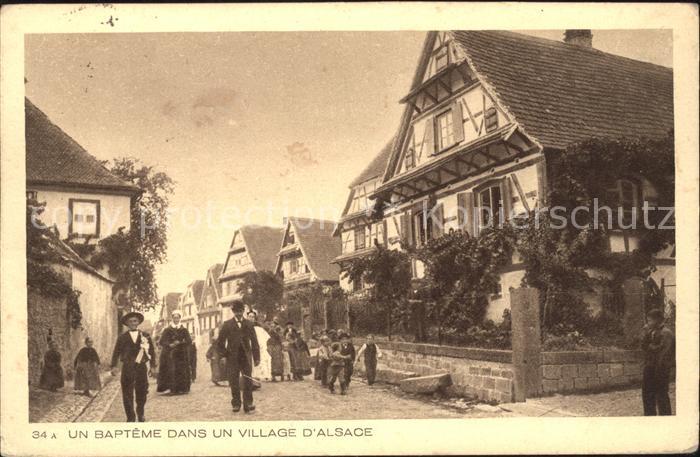 Alsace Elsass Un Bapteme dans un village