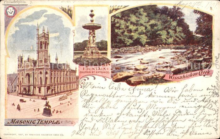 Philadelphia Pennsylvania Masonic Temple Fountain Wissahickon Creek