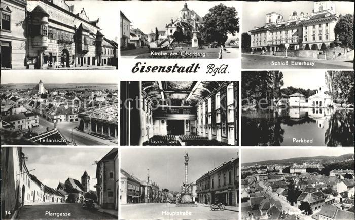 Eisenstadt Kirche Schloss Esterhazy Teilansicht Theater Parkbad Pfarrgasse Haupt