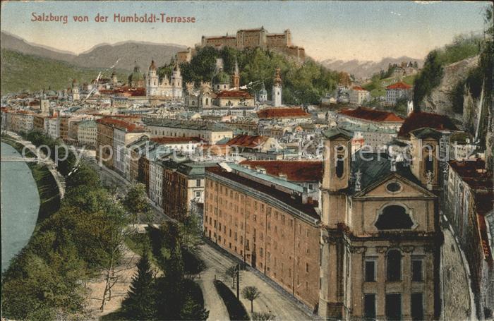 Salzburg Oesterreich von der Humboldt Terrasse