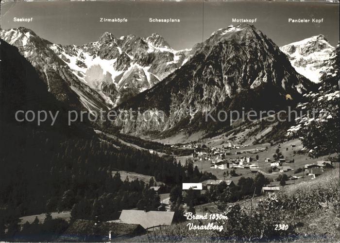 Brand Vorarlberg mit Seekopf Zirmakoepfe Schesaplana Mottakopf Pandeler Kopf