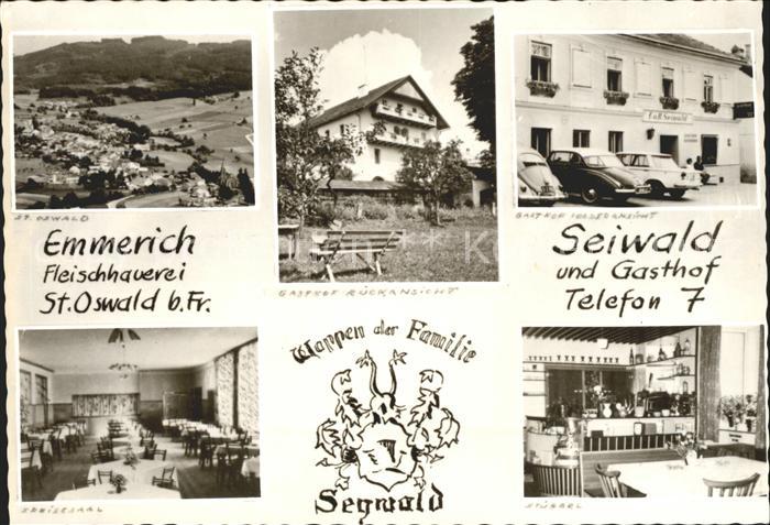 St Oswald Freistadt Ortsblick Emmerich Seiwald Fleischhauerei und Gasthof Detail