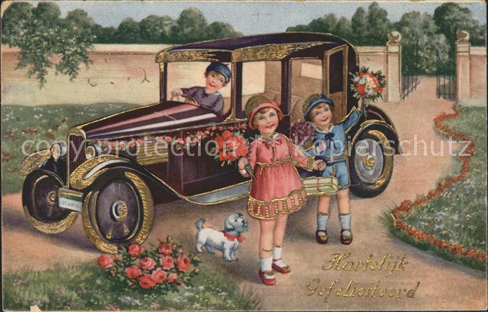 Autos Oldtimer Kinder Auto Rosen Glueckwunsch