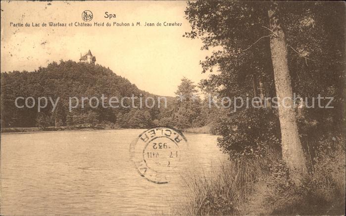 Spa Liege Lac de Warfaaz et Chateau Stempel auf AK