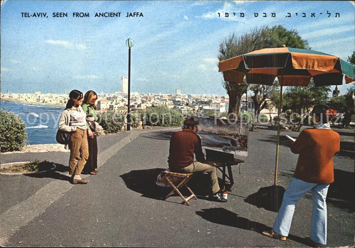 Tel Aviv Seen from ancient Jaffa Artist in Painting Strassenmaler