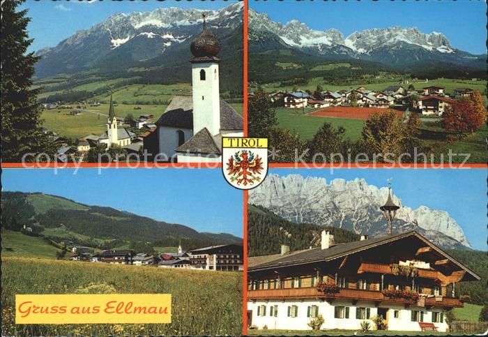 Ellmau Tirol Kirche Wappen Tennis Alpenpanorama Wilden Kaiser