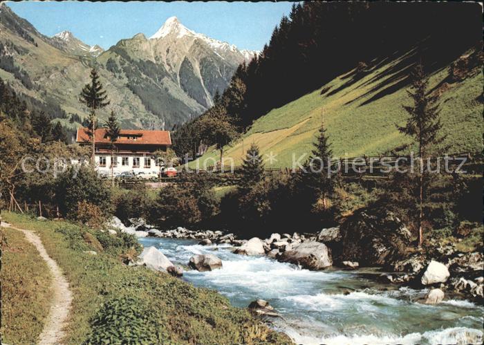 Mayrhofen Zillertal Gasthof Pension Zillergrund gegen Brandbergkolm Alpenmotiv B