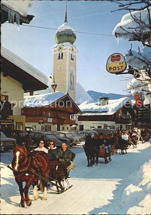 Kufstein Tirol Schlittenfahrt in Tirol Pferdeschlitten Kirche
