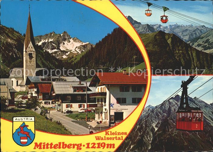 Mittelberg Vorarlberg Dorfstrasse Kirche Kabinenbahn Alpenpanorama Kleinwalserta