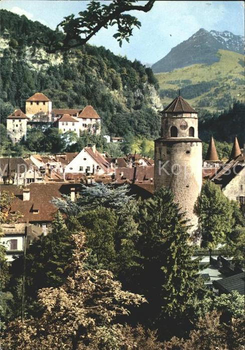 Feldkirch Vorarlberg Turm Schattenburg Blick gegen Gurtisspitze