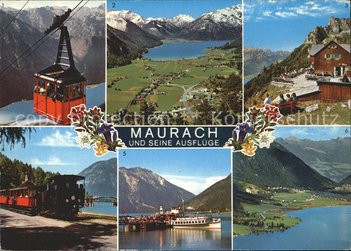 Maurach Tirol und seine Ausfluege Rofanseilbahn Erfurterhuette Faehrschiff Alpen