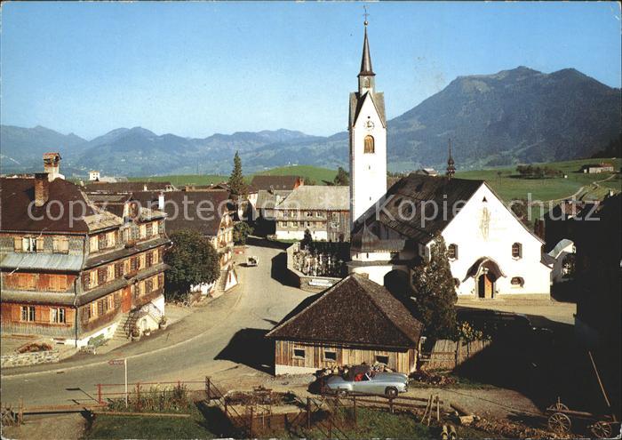 Schwarzenberg Vorarlberg Dorfplatz Kirche Bregenzerwald Alpenpanorama