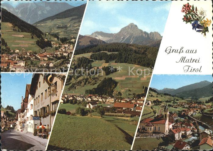 Matrei Brenner Dorfstrasse Gesamtansicht mit Alpenpanorama Alpenblumen