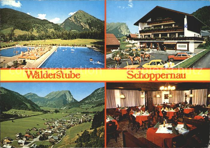 Schoppernau Vorarlberg Restaurant Waelderstube Panorama Alpen Schwimmbad
