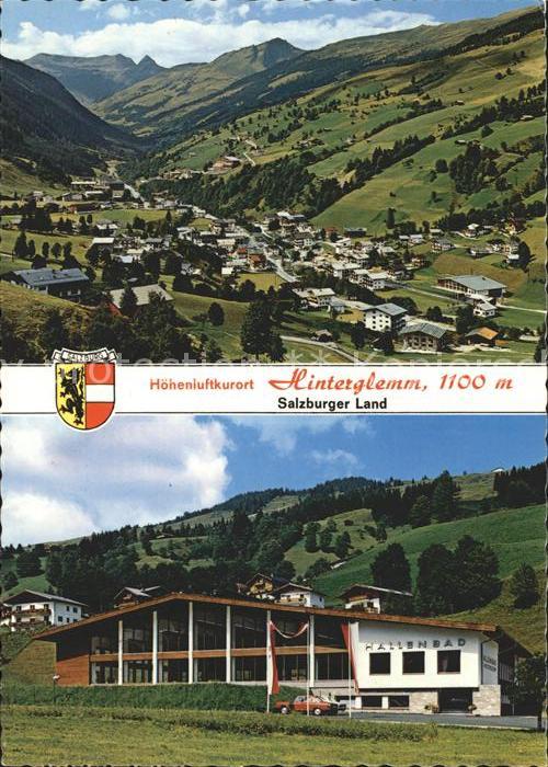 Hinterglemm Saalbach Gesamtansicht Hoehenluftkurort Hallenbad Wappen