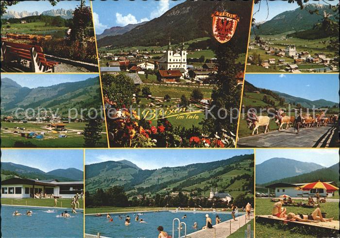 Brixen Thale Teilansichten Kuehe Viehtrieb Freibad Kirche Wappen