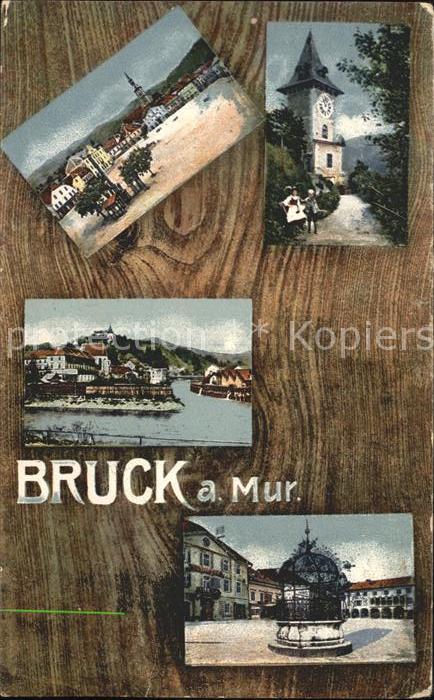 Bruck Mur Teilansichten Uhrturm Eiserner Brunnen
