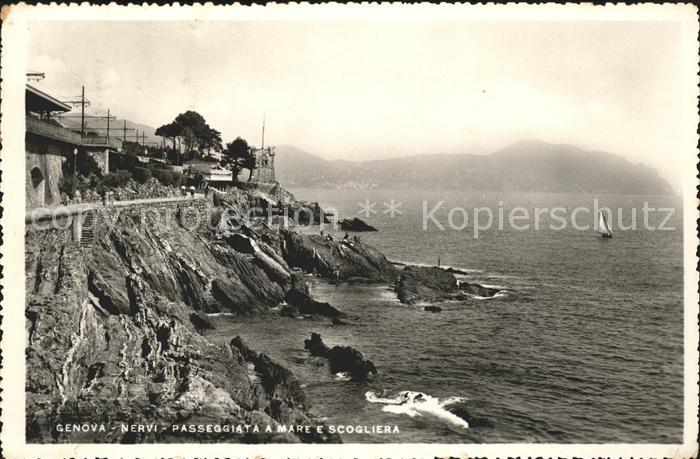 Genova Genua Liguria G. Nervi passeggiata a mare e scogliera