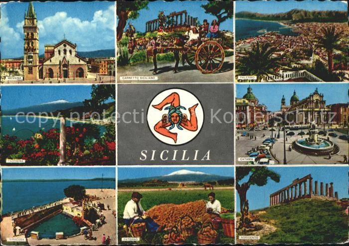 Sicilia Palermo: Messina Taormina, Carretto sic., Paterno, Catania, Siracussa, A