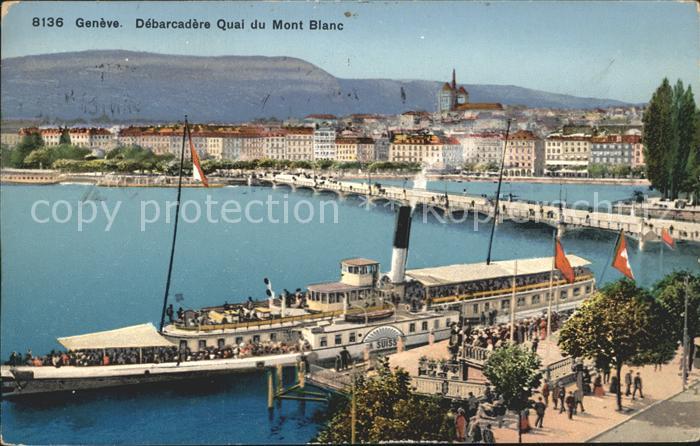 Dampfer Seitenrad Suisse Geneve Debarcadere Quai du Mont Blanc