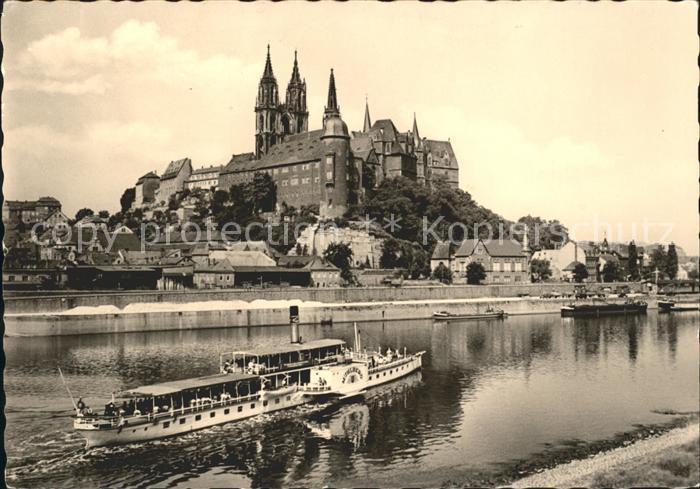 Dampfer Seitenrad Mühlberg Meissen Dom Albrechtsburg