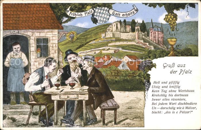 Wein Pfalz Gedicht Künstlerkarte Geist