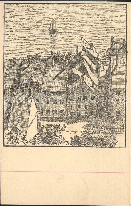 DIETER Hans (1881-1968) Bodenseekuenstler Meersburg Haeuser am See