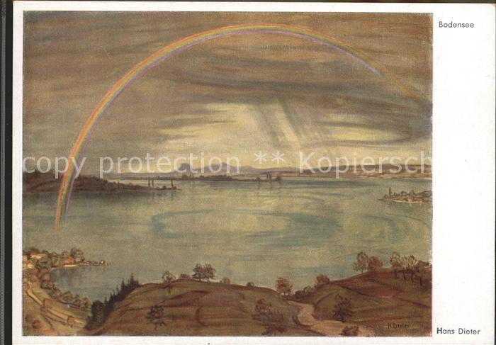 DIETER Hans (1881-1968) Bodenseekuenstler Bodenseelandschaft Regenbogen