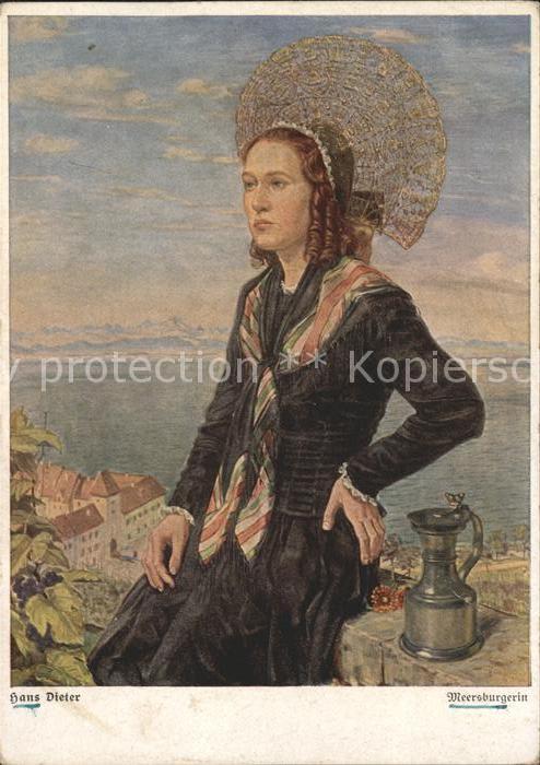 DIETER Hans (1881-1968) Bodenseekuenstler Tracht Meersburg Meersburgerin Nr. 831