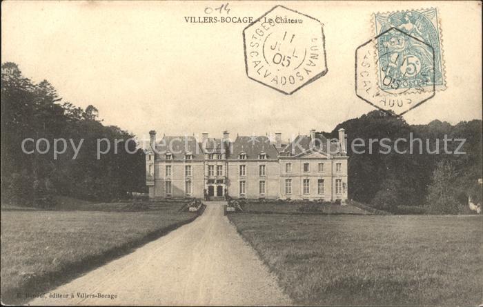 Villers-Bocage Calvados Chateau Stempel auf AK