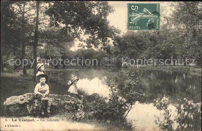 Le Vesinet Lac inferieur Enfants Stempel auf AK