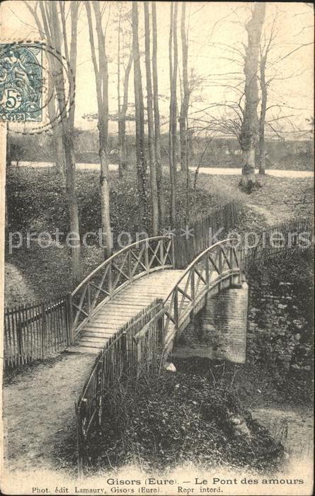 Gisors Eure Pont des amours Stempel auf AK