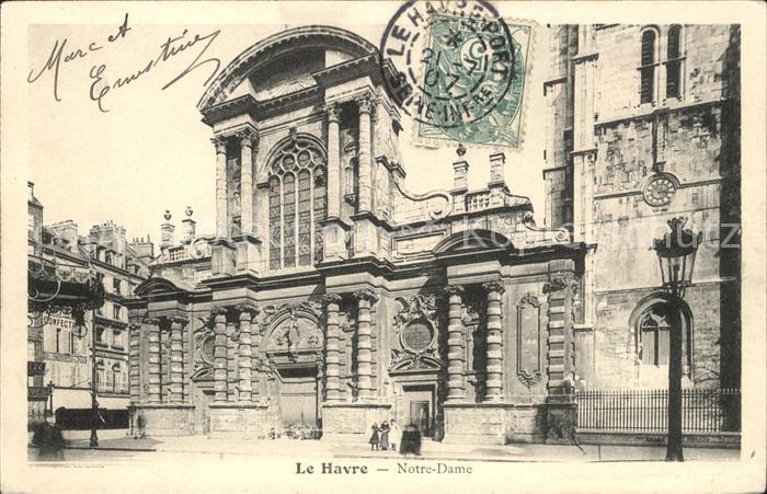 Le Havre Cathedrale Notre Dame Stempel auf AK