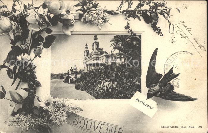 Monte-Carlo Casino et les Jardins Fleurs Briefschwalbe