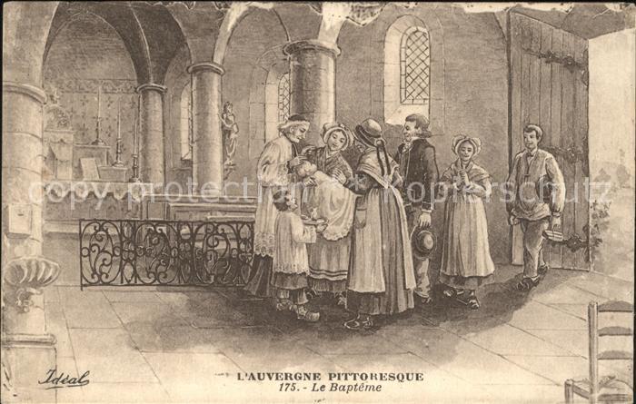 Auvergne Region Le Bapteme Künstlerkarte