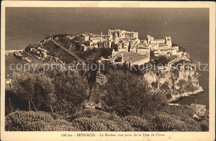 Monaco Le Rocher vue prise de la Tete de Chien