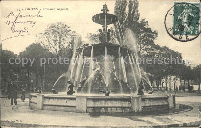 Troyes Aube Fontaine Argence Stempel auf AK