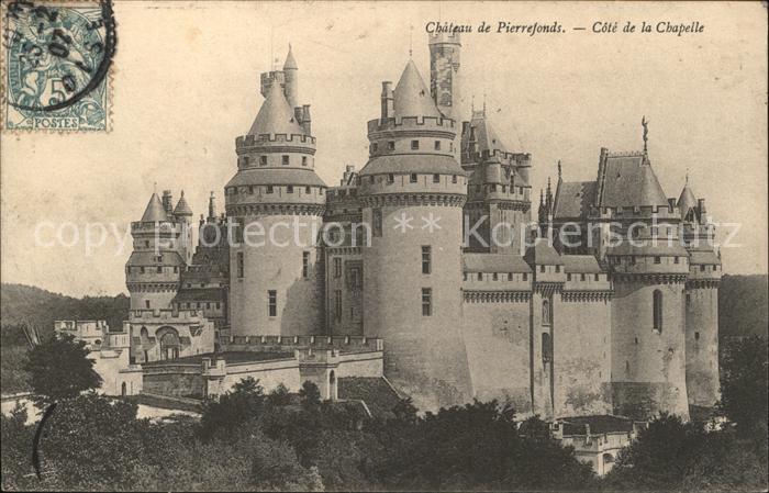 Pierrefonds Oise Chateau Cote de la Chapelle Stempel auf AK