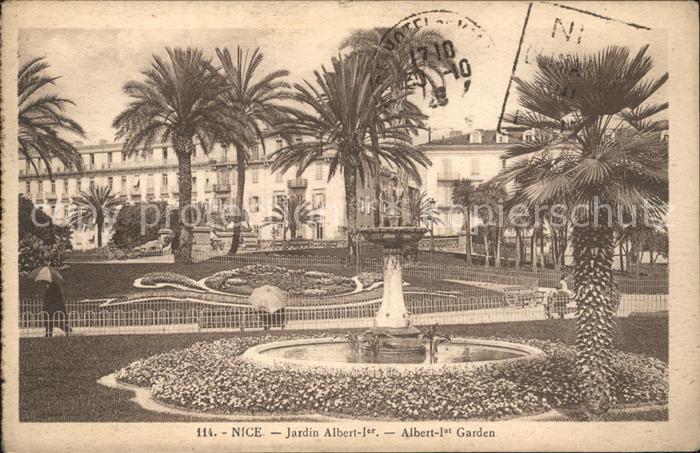 Nice Alpes Maritimes Jardin Alber 1er Fontaine Palmier