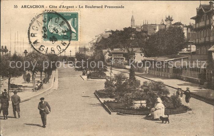 Arcachon Gironde Boulevard Promenade Stempel auf AK