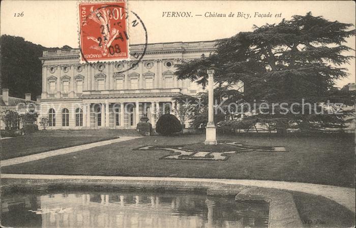 Vernon Eure Chateau de Bizy Etang Stempel auf AK