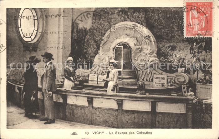 Vichy Allier Source des Celestins Stempel auf AK